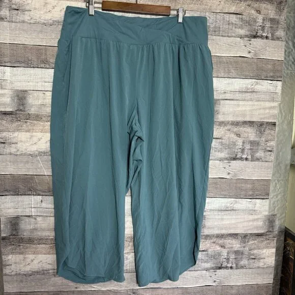 Halara Breezful Women's 2X High Waisted Crossover Quick Dry Stone Blue Wide Leg - Picture 1 of 11